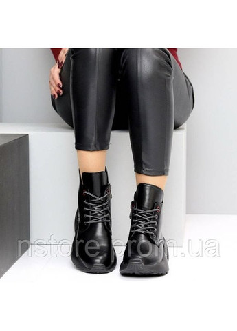 Жіночі шкіряні черевики демісезонні 1680 Чорні No Brand (365819119)