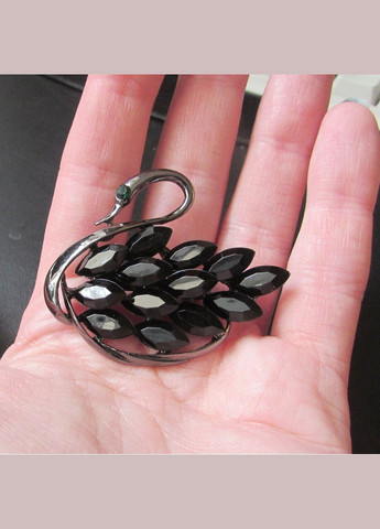 Чорна брошка лебідь у кристалах, 3140 Fashion Jewelry (336950169)