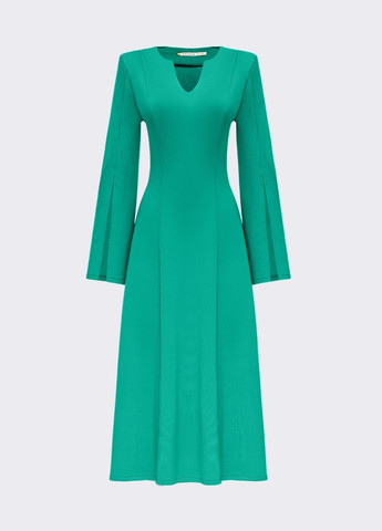 Зеленое бирюзовое платье-клёш с разрезами на рукавах Dressa