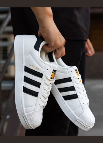 Білі Осінні кросівки чоловічі white black No Brand Superstar Classic