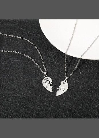Парні кулони I Love You для двох закоханих дві половинки серця No Brand (338436358)