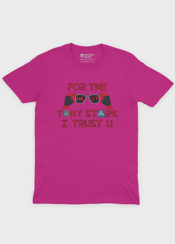Розовая демисезонная футболка для мальчика с принтом супергероя - железный человек (ts001-1-fuxj-006-016-018-b) Modno