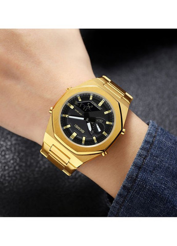 Годинники 1816GDBK золотисті чоловічі кварцові з будильником і секундоміром стрілочні електронні ProDobro (367265696)