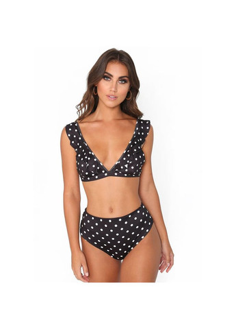 Чорний демісезонний жіночий роздільний купальник в горох (арт.6067) No Brand