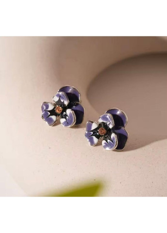 Серьги с фиолетовыми цветами, серьги с цветочками, серьги фиалки, серьги цветы, серьги анютины глазки, серьги базилики Fashion Jewelry (369724188)