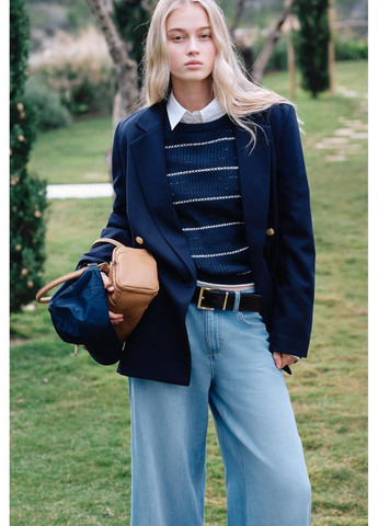 Женские мешковатые широкие джинсы Wide Low waist (58109) W34 Синие H&M - (318128726)