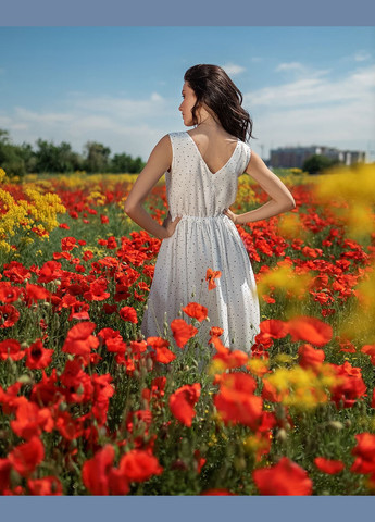 Кремова повсякденний штапельна сукня максі дзвін No Brand в смужку