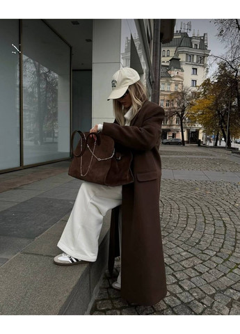 Коричневе демісезонне Пальто з кашеміру No Brand