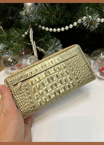 Гаманець жіночий натуральна шкіра Туреччина на змійці золотий кроко принт картхолдер на магніті Karya (341322657)