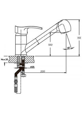 Смеситель для кухни Focus 014 с выдвижной лейкой (HB0129) Haiba (322006876)