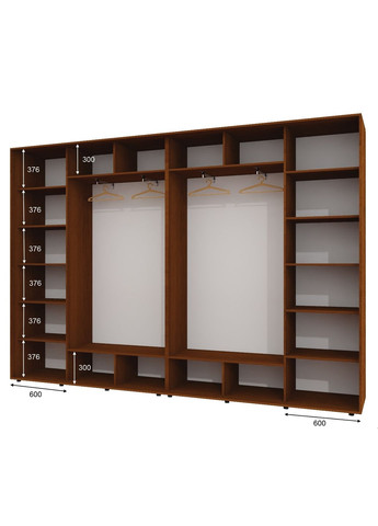 Шкаф-купе четырехдверный 340*45*220 Орех лесной Зеркало с пескоструйным рисунком Алекса (360465414)