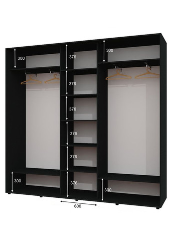 Шафа-купе тридверна 240*45*220 Антрацит 2 ДСП/Дзеркало з піскострумним малюнком ШК-04 Алекса (360477442)