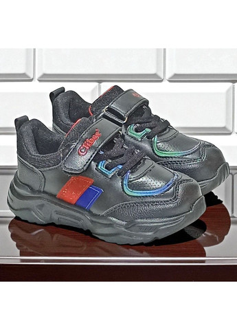 Чорні Осінні демісезонні ортопедичні кросівки на липучках для хлопчика клібі Clibee