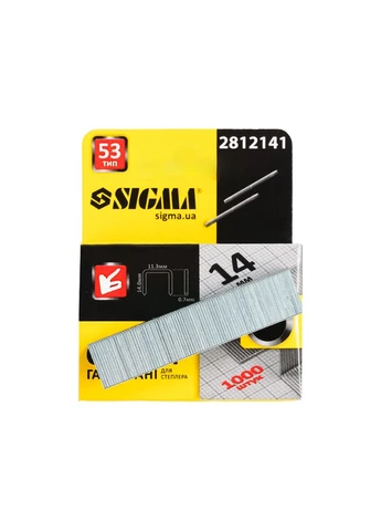 Скоби 14×11.3мм гартовані 1000шт (2812141) Sigma (395990737)