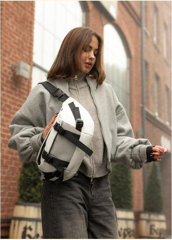 Спортивная сумка на пояс через плечо женская из экокожи большая Белый 35055 Sambag (335007990)