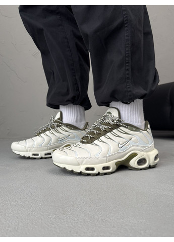 Комбіновані Осінні кросівки чоловічі nike air max plus tn light bone / olive найк аір макс тн плюс No Brand