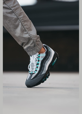Сірі всесезон кросівки чоловічі nike air max 95 gray mint black | найк аір макс 95 сірі чорні No Brand