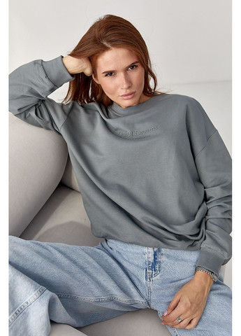 Серый свитшот с объемной надписью - светло-коричневый цвет Lurex (361056619)