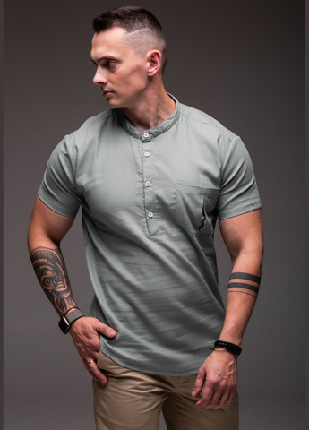 Серая классическая, повседневный, кэжуал рубашка однотонная Vakko