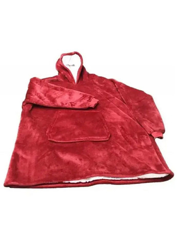 Толстовка плед халат зимний худи свитер оверсайз унисекс с карманом капюшоном однотонная 80х100 см (478493-Prob) Бордовая Unbranded (305784369)