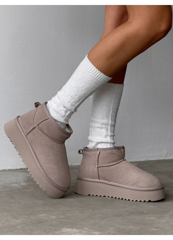 Жіночі уггі бежеві (мокко), натуральна замша, хутро, ультракоротка модель No Brand (366091784)