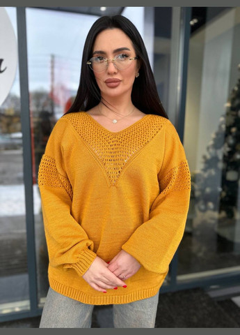 Гірчичний светр аліна великі розміри тонкої вязки гірчиця You Best