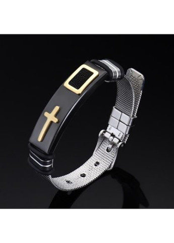 Чоловічий браслет з хрестом «Mystery» з нержавіючої сталі (чорно-золотистий) China (367623291)
