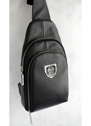 Чоловіча шкіряна сумка-слінг через плече чорна 23051 BR-S (371883062)