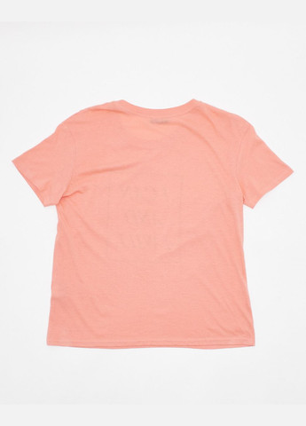 Персиковая футболка basic,персиковый с принтом, Pink Woman