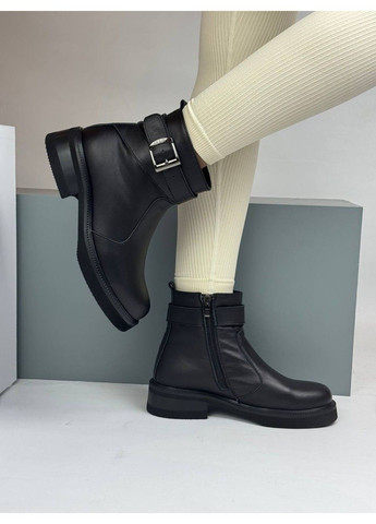 563 Черевики Демісезонні чорні шкіряні на підборі Vanessa (372384856)