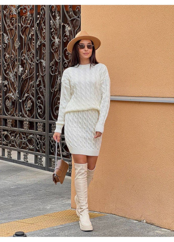 Женский костюм с юбкой из полушерсти No Brand (367853314)