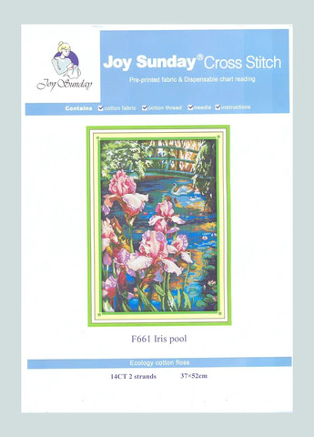 Набор для вышивания по нанесённой на канву схеме "Iris pool". AIDA 14CT printed, 37*52 см Joy Sunday (313613090)