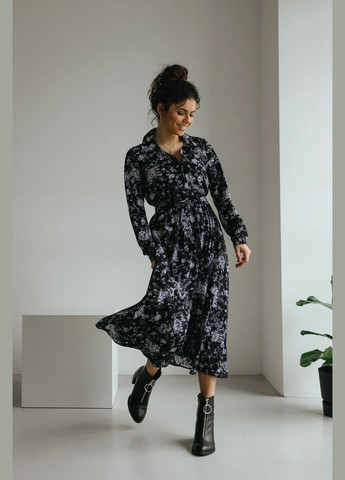 Чорна святковий, повсякденний, кежуал сукня кльош Seventeen троянди