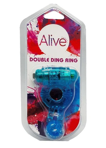 Эрекционное виброкольцо: Double Ding Ring Blue, два мотора Alive (383103609)