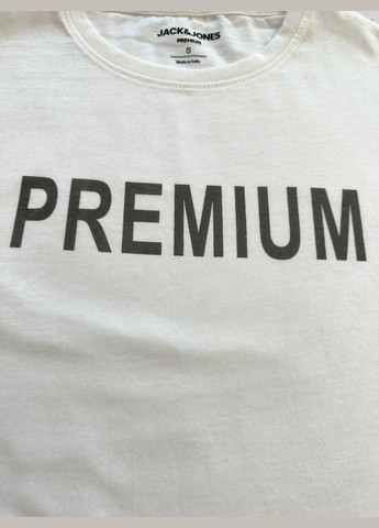 Белая демисезонная футболка jack&jones 12217167-8 premium белая Jack & Jones