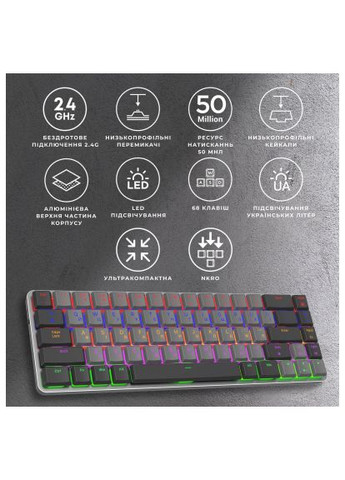Клавіатура (MK122R) GAMEPRO MK122R Red Swich Low Profile Wireless Dark Gray (357491167)