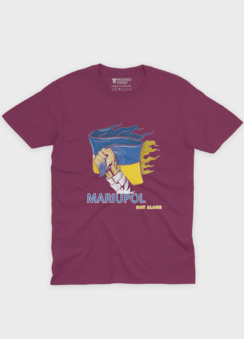 Бордовая мужская футболка с патриотическим принтом мариуполь (ts001-3-bgr-005-1-084) Modno