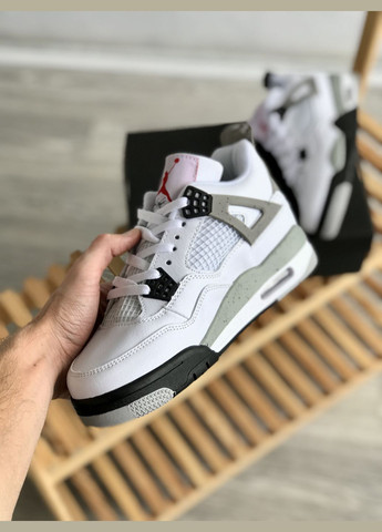 Белые всесезонные кроссовки мужские и женские nike air jordan 4 retro metallic white cement white | найк аир джордан 4 ретро белые No Brand