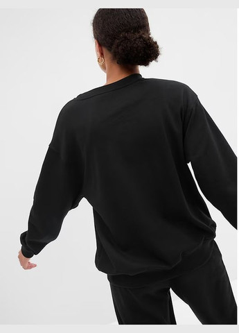 Чорний світшот relaxed fleece sweatshirt black Gap однотонний без декору (304266837)