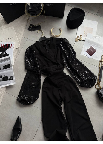 Комбінезон — ЗАМІРИ В ОПИСІ DK/DL Мода без кордонів однотонний чорний повсякденний