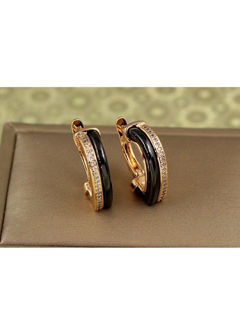 Серьги норматив с черной керамикой 2 см золотистые love-shopping Xuping Jewelry (354659362)