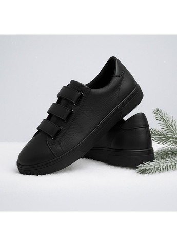 Женские зимние кроссовки Lux 5209 чёрные кожаные с шерстью на липучках Kindzer Lux-5209 чёрные зима (365589657)