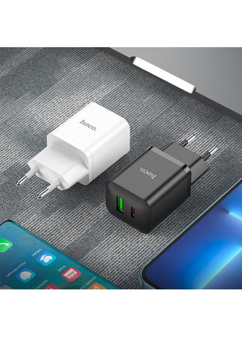 Мережевий зарядний пристрій PD20W+QC3.0 charger set(C to iP) White Hoco N28 Founder (368698041)