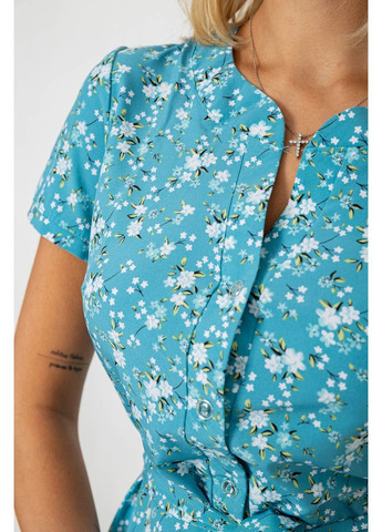 Бирюзовое платье софт с принтом Ager