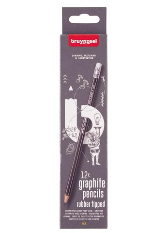 Набор графитовых карандашей 12шт, НВ с резинкой, в карт. кор, Bruynzeel (362583129)