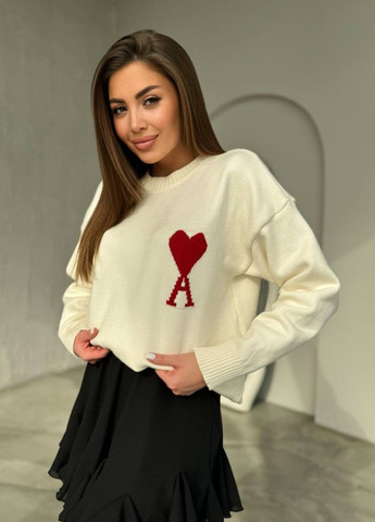 Молочный демисезонный трендовый женский свитер джемпер Україна