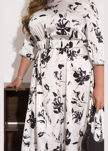 Белое платье колокол Minova с цветочным принтом