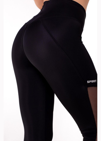 Жіночі спортивні лосини розмір S чорні зі вставкою з сітки та ефектом push-up Opt-kolo (286785303)