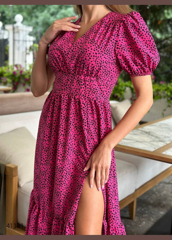 Малинова повсякденний літня сукня Liton з абстрактним візерунком