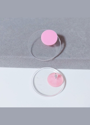 Сережки круглі з акрилу MK0816 прозорі з рожевим DeKolie (322318974)
